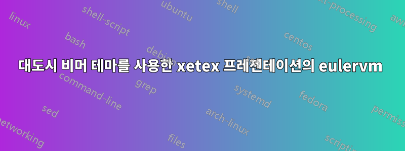 대도시 비머 테마를 사용한 xetex 프레젠테이션의 eulervm