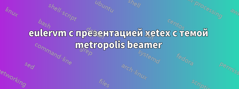 eulervm с презентацией xetex с темой metropolis beamer
