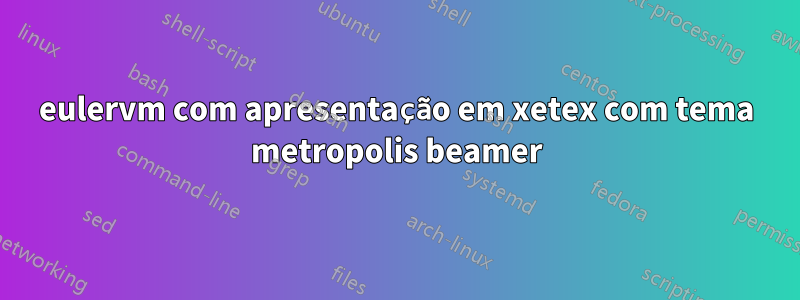 eulervm com apresentação em xetex com tema metropolis beamer