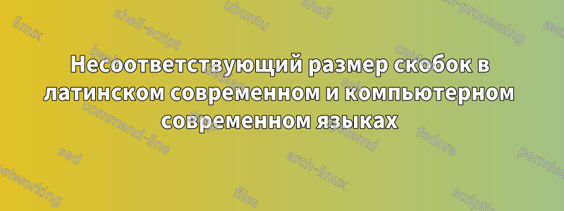 Несоответствующий размер скобок в латинском современном и компьютерном современном языках