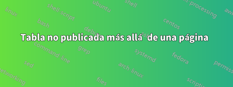 Tabla no publicada más allá de una página 