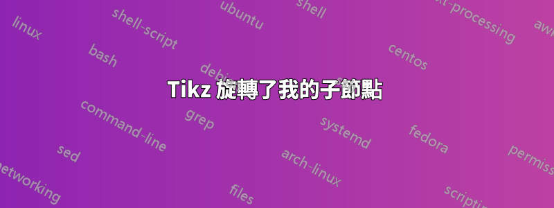 Tikz 旋轉了我的子節點