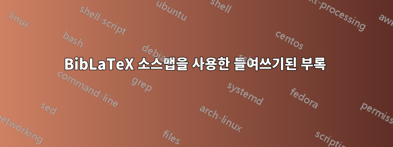 BibLaTeX 소스맵을 사용한 들여쓰기된 부록