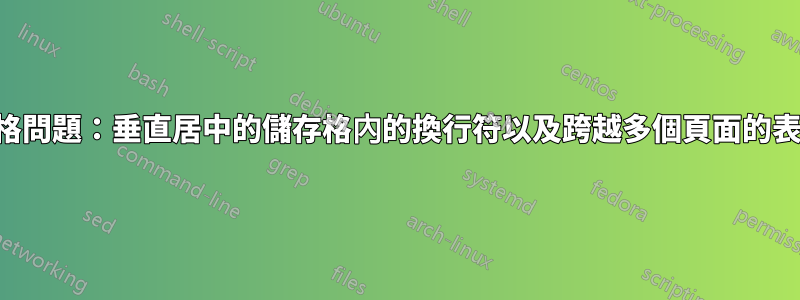 表格問題：垂直居中的儲存格內的換行符以及跨越多個頁面的表格