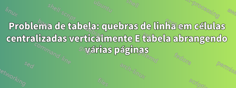 Problema de tabela: quebras de linha em células centralizadas verticalmente E tabela abrangendo várias páginas