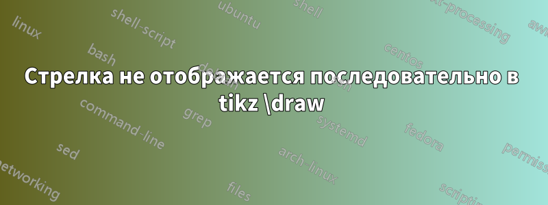 Стрелка не отображается последовательно в tikz \draw