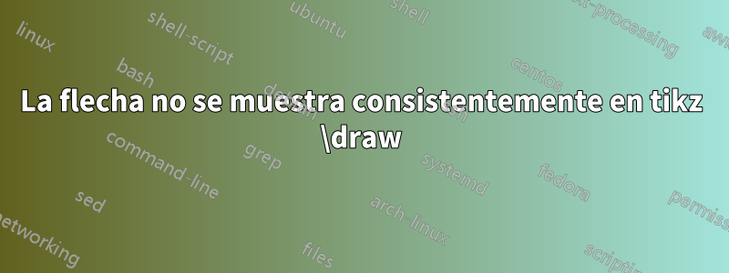 La flecha no se muestra consistentemente en tikz \draw