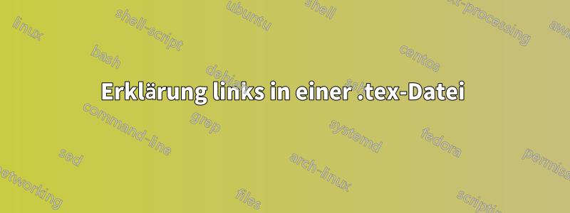 Erklärung links in einer .tex-Datei