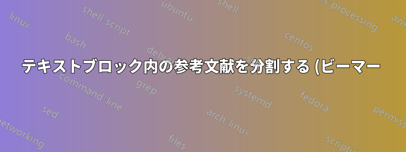 テキストブロック内の参考文献を分割する (ビーマー)