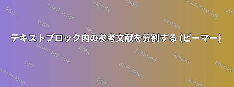 テキストブロック内の参考文献を分割する (ビーマー)