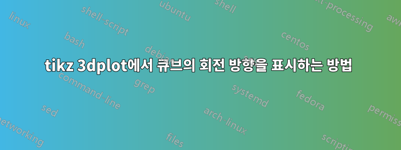 tikz 3dplot에서 큐브의 회전 방향을 표시하는 방법