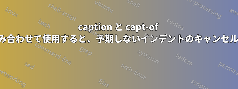 caption と capt-of パッケージを組み合わせて使用​​すると、予期しないインデントのキャンセルが発生しました 