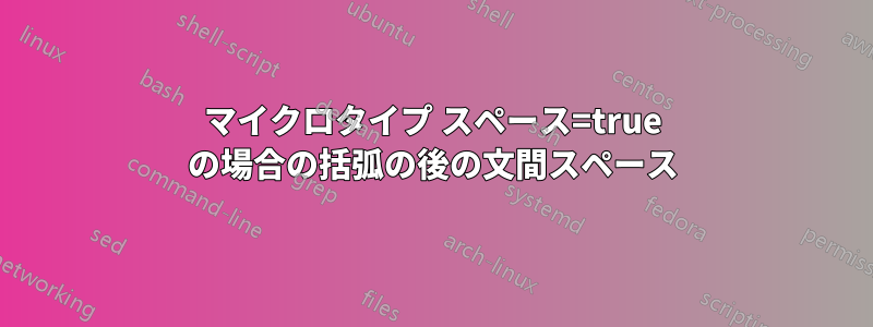 マイクロタイプ スペース=true の場合の括弧の後の文間スペース