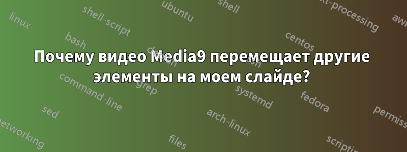 Почему видео Media9 перемещает другие элементы на моем слайде?