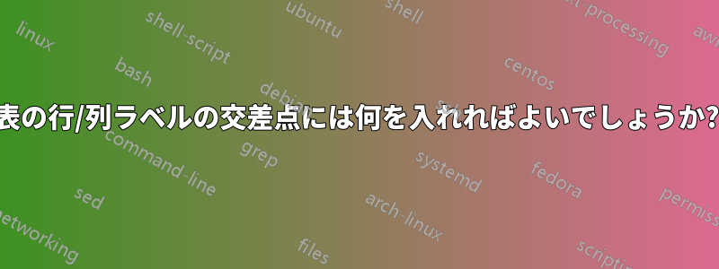 表の行/列ラベルの交差点には何を入れればよいでしょうか?