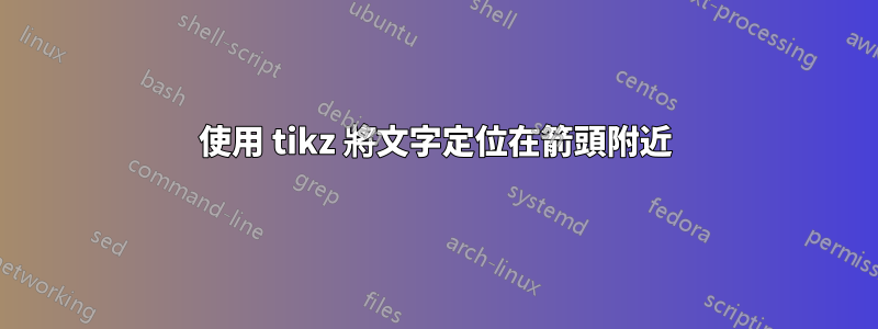 使用 tikz 將文字定位在箭頭附近