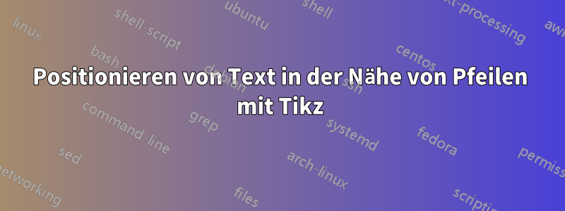 Positionieren von Text in der Nähe von Pfeilen mit Tikz