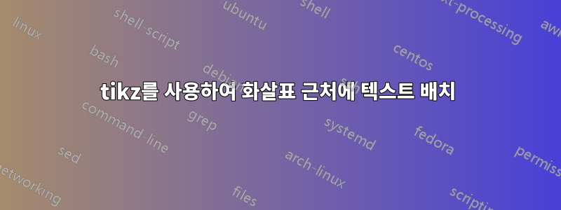 tikz를 사용하여 화살표 근처에 텍스트 배치