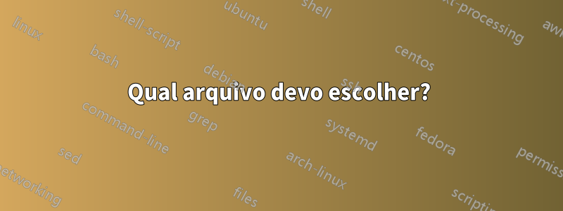 Qual arquivo devo escolher?