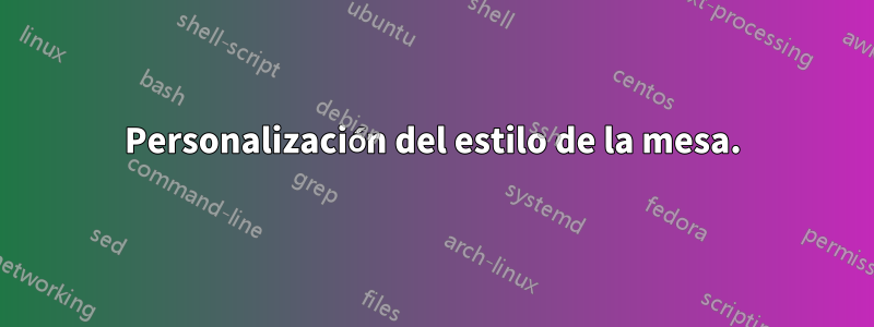 Personalización del estilo de la mesa.