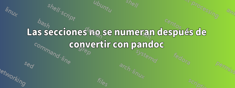 Las secciones no se numeran después de convertir con pandoc
