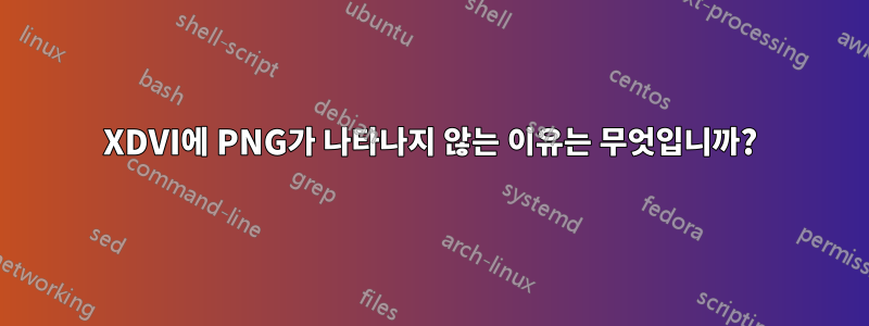 XDVI에 PNG가 나타나지 않는 이유는 무엇입니까?