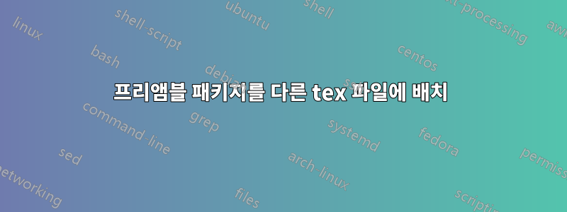 프리앰블 패키지를 다른 tex 파일에 배치