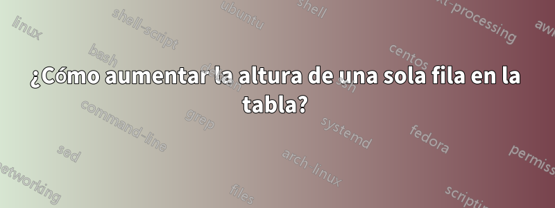 ¿Cómo aumentar la altura de una sola fila en la tabla?