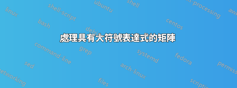 處理具有大符號表達式的矩陣