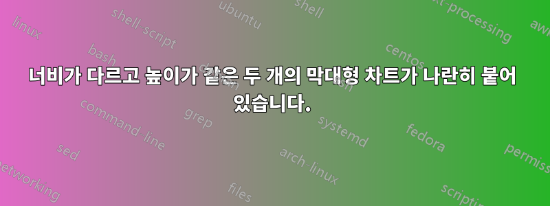 너비가 다르고 높이가 같은 두 개의 막대형 차트가 나란히 붙어 있습니다.