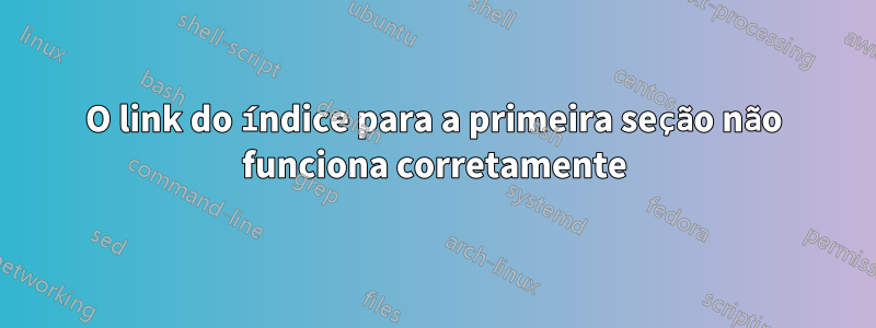 O link do índice para a primeira seção não funciona corretamente
