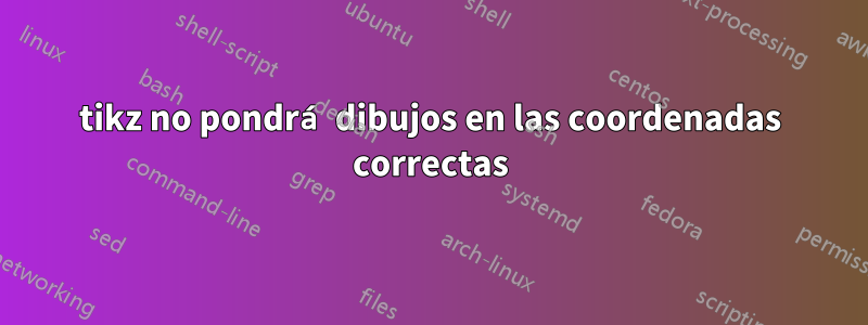 tikz no pondrá dibujos en las coordenadas correctas