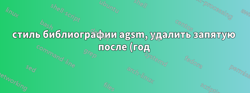стиль библиографии agsm, удалить запятую после (год) в отформатированных записях bib
