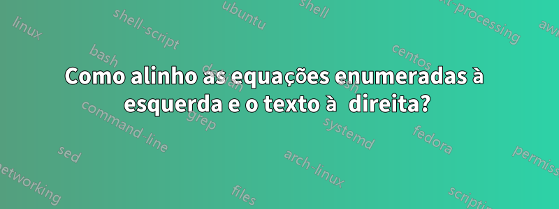 Como alinho as equações enumeradas à esquerda e o texto à direita?
