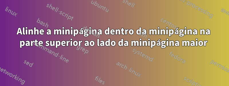 Alinhe a minipágina dentro da minipágina na parte superior ao lado da minipágina maior