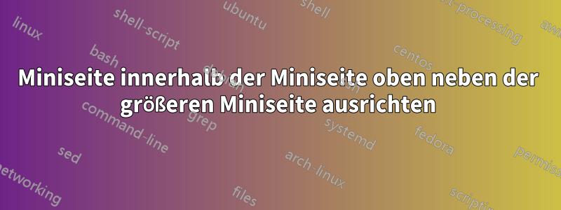 Miniseite innerhalb der Miniseite oben neben der größeren Miniseite ausrichten