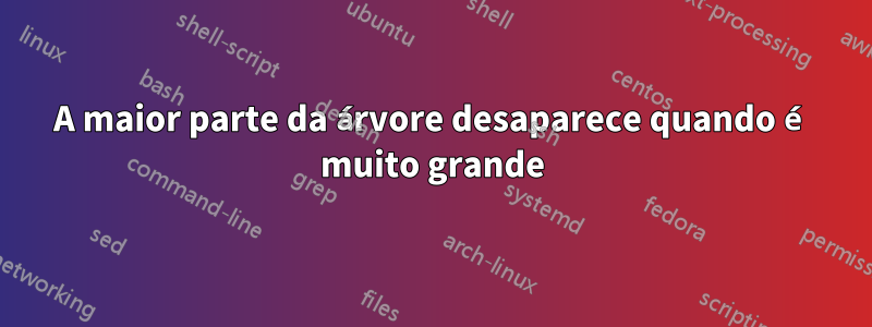 A maior parte da árvore desaparece quando é muito grande