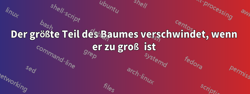 Der größte Teil des Baumes verschwindet, wenn er zu groß ist