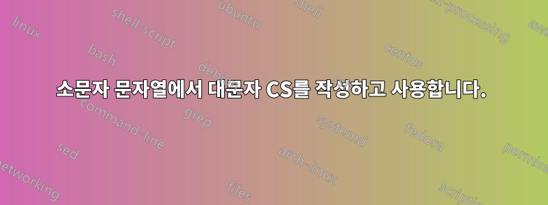 소문자 문자열에서 대문자 CS를 작성하고 사용합니다.