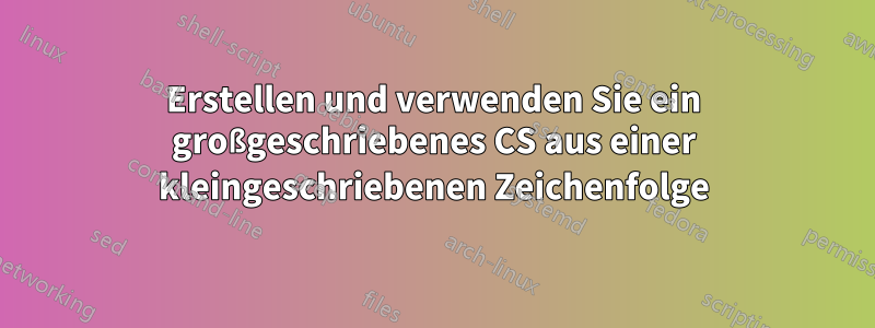 Erstellen und verwenden Sie ein großgeschriebenes CS aus einer kleingeschriebenen Zeichenfolge