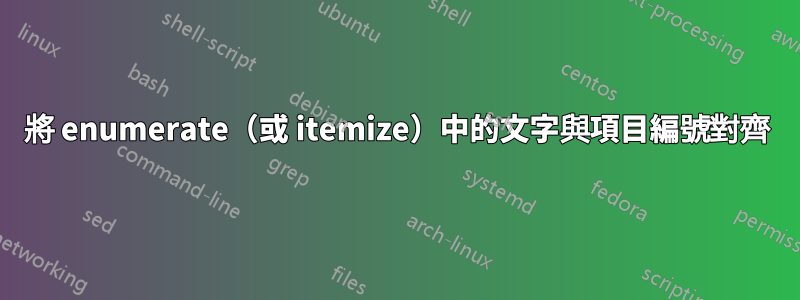 將 enumerate（或 itemize）中的文字與項目編號對齊