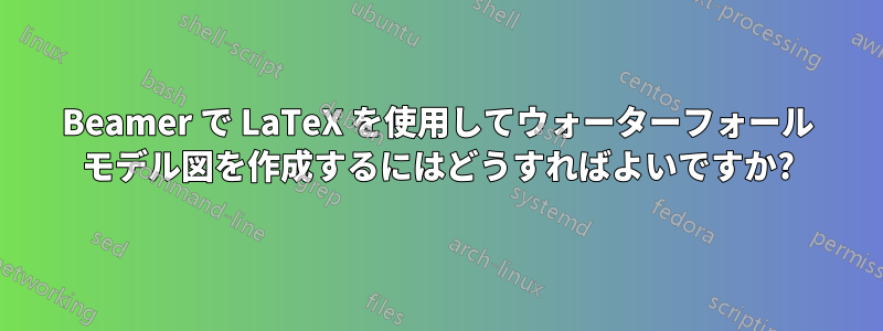 Beamer で LaTeX を使用してウォーターフォール モデル図を作成するにはどうすればよいですか?