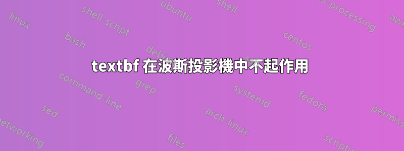 textbf 在波斯投影機中不起作用