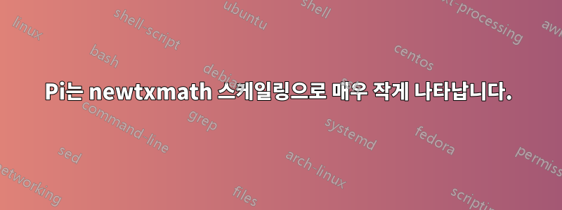 Pi는 newtxmath 스케일링으로 매우 작게 나타납니다.