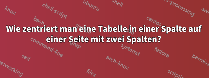 Wie zentriert man eine Tabelle in einer Spalte auf einer Seite mit zwei Spalten?