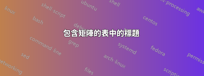 包含矩陣的表中的標題