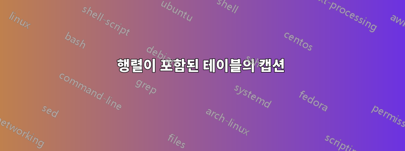 행렬이 포함된 테이블의 캡션