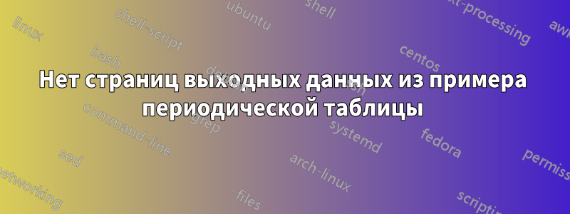 Нет страниц выходных данных из примера периодической таблицы