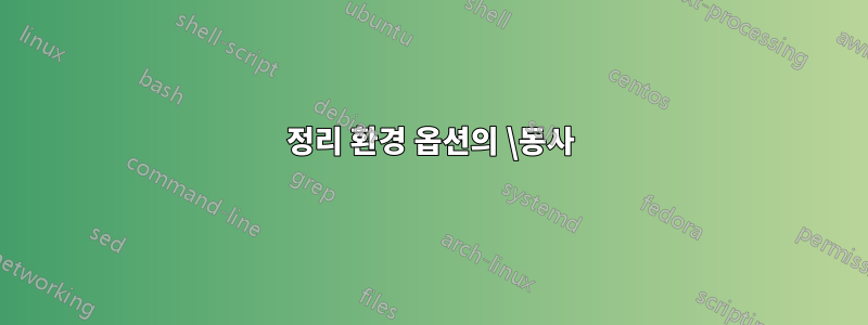 정리 환경 옵션의 \동사