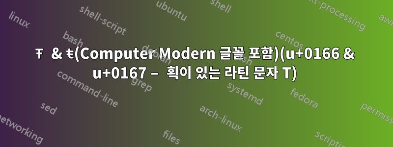 Ŧ & ŧ(Computer Modern 글꼴 포함)(u+0166 & u+0167 – 획이 있는 라틴 문자 T)